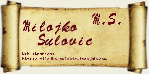 Milojko Šulović vizit kartica